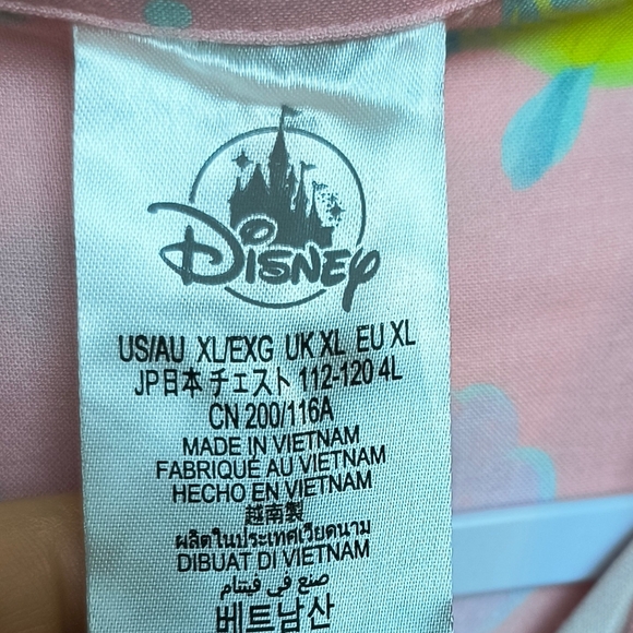 Disney The Little Mermaid Flounder Camp Shirt Size XL Button Down Pink Rare vaca - Picture 5 of 10